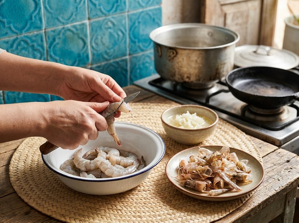 قلیه میگو — گام ۱