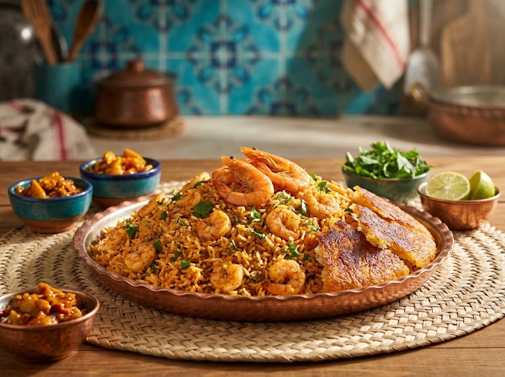 میگو پلو بندری (دمی میگو)