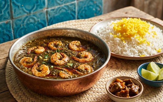 قلیه میگو با برنج