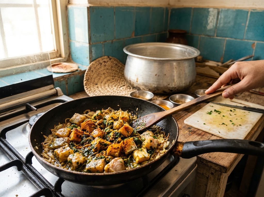 هواری (پلو ماهی بندری) — گام ۳